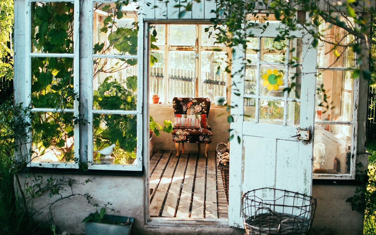 Sunlit veranda with comfortable outdoor seating. Sunlit veranda with comfortable outdoor seating.