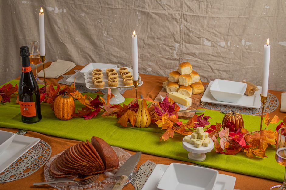 Elegant autumn table setting with rustic elements. Elegant autumn table setting with rustic elements.