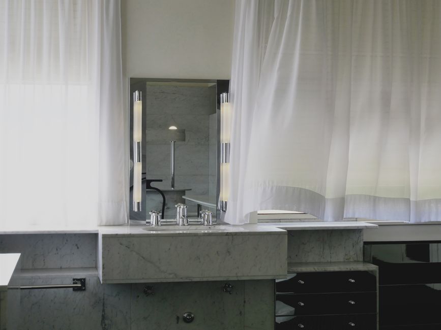 Sheer bathroom curtains offering privacy and light Sheer bathroom curtains offering privacy and light